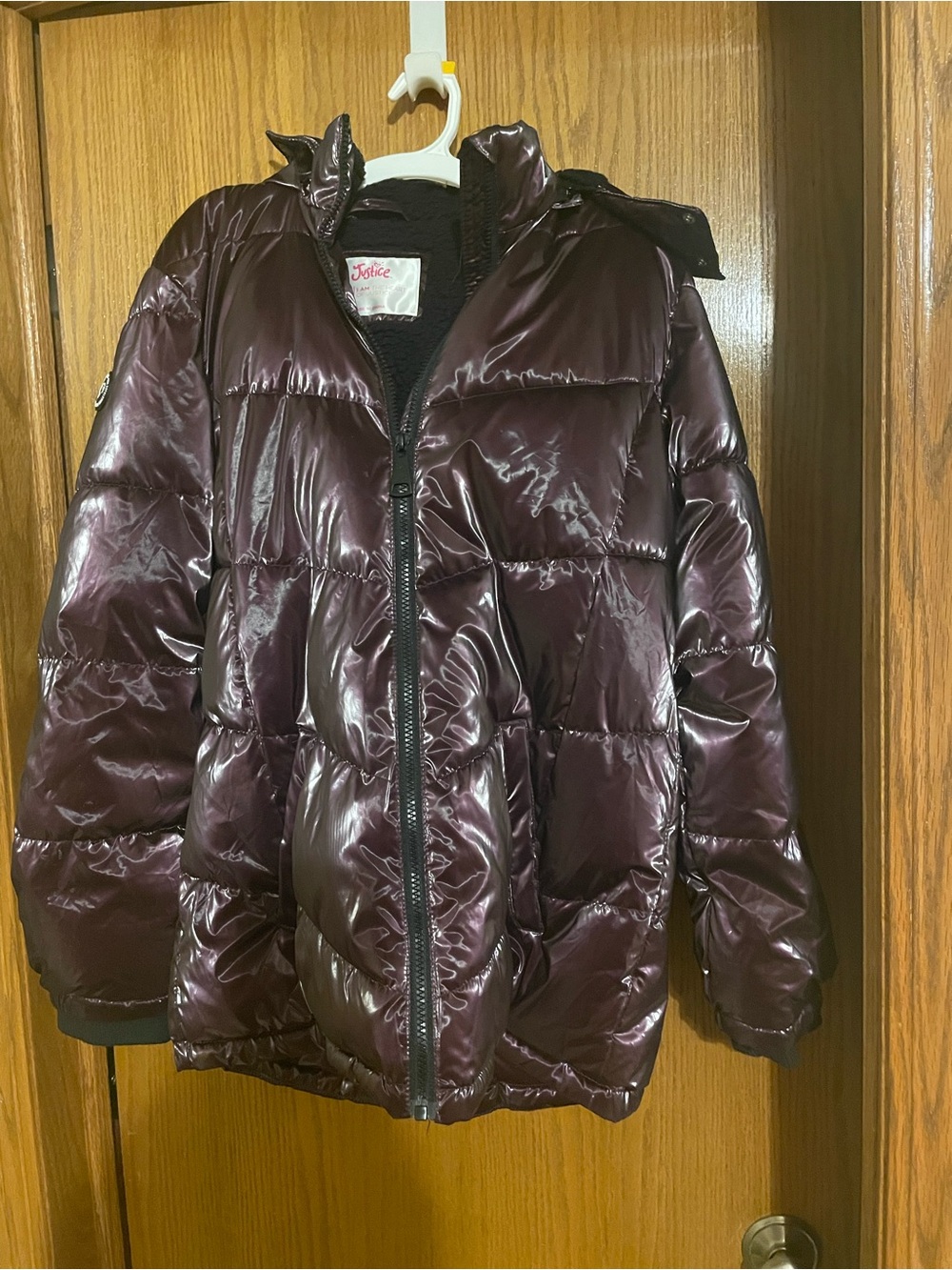 Justice Shiny Plum Quilted Puffer Jacket